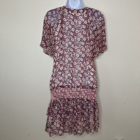 Women’s XS Dress Rebecca Minkoff Mini Pebble Floral Smocked Drop-Waist Knee High - Picture 2 of 12